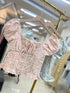 Embroider Puff Short Sleeves Crop Tops